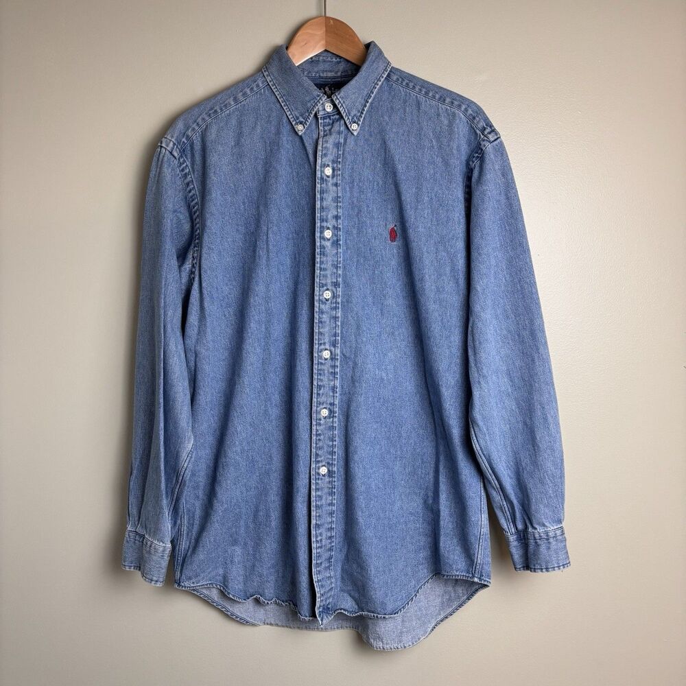 VTG Ralph Lauren Blake Blue Denim Button Down Shirt Men's M Classic Americana